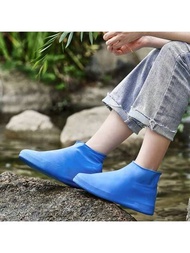 1對戶外橡膠雨靴套,可重複使用的硅膠防水鞋套,防滑