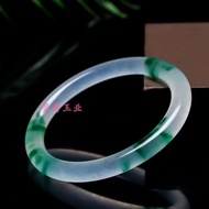 Natural jade bracelet with thin Round Bangle ice  jade color, floating flower quartzite jade bracelet with thin round bars