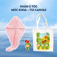 [HÀNG TẶNG - GIFT] QUÀ TẶNG CHO Máy sấy tóc SeeMee Tháng 9: Khăn ủ tóc hồng + Móc khoá + Túi canvas