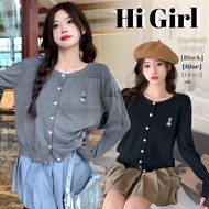 Hi girl Jacket cardigan Women's round neck Cute Korean style Small bear print Y-2812