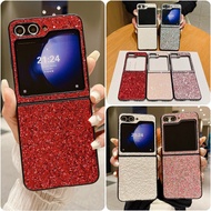 Luxury Bling Glitter PU Leather Phone Casing Samsung Galaxy Z Flip 5 Z Flip 4 Slim Shockproof Hard S