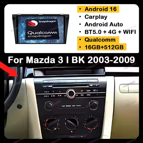 Android 16 CarPlay Auto For Mazda 3 I BK 2003 - 2009 Car Radio Multimedia Stereo Video Player GPS NA