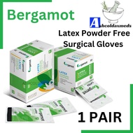 (1 PAIR) BERGAMOT Latex Powder Free Sterile Surgical Gloves