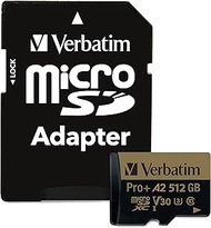 Verbatim 512GB Pro Plus 666X microSDXC Memory Card with Adapter, UHS-I V30 U3 Class 10 with A2 Ratin