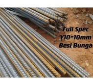 Besi Bunga Y10 5ft +/- (59”-60”) Full Spec 10mm Besi Bunga Y10 Besi Bar 10mm Steel /Besi 3hun/ Besi 