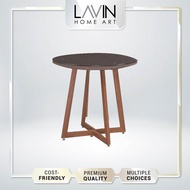Lavin Classical Traditional Round Tempered Glass Top Metal Leg with Wood Print Home Cafe Dining Table - DT 318