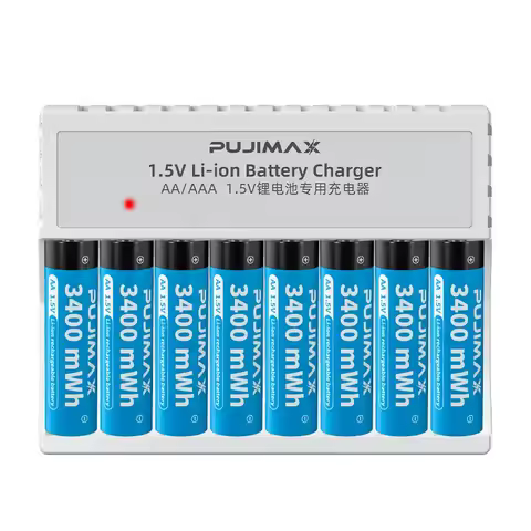 8 Slots USB Smart 1.5V Lithium Battery Charger for AA 1.5V Lithium Battery Large Capacity Rechargeab