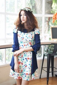 Navy Floral Dress- Vanille