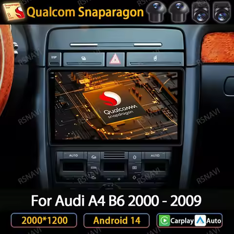 Android 14 Car Radio For Audi A4 2000 - 2009 B6 B7 S4 B7 B6 RS4 SEAT Exeo Carplay Auto Multimedia Vi