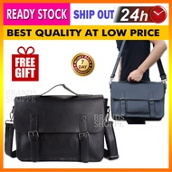 Ready Stock*Black-Men Large Messenger Laptop Bag Business Bag Briefcase Leather Bag Beg Lelaki Beg K