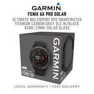 Garmin fenix 6X Pro Solar - Titanium Carbon Gray DLC with Black Band – Updated Model [1-Year Local Warranty]