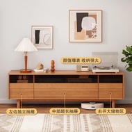 Small Small Apartment Living Room Solid Wood TV Cabinet Cherry Wood Color Simple TV Cabinet Storage 