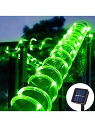 1入組太陽能led繩燈50/100/200 Led管狀繩燈,8種模式的戶外防水pvc管太陽能圍欄燈,適用於家庭花園庭院人行道派對裝飾(72.17英尺/39.37英尺/22.96英尺,暖色/白色/彩色/紅色/藍色/綠色/紫色)