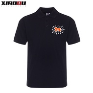 เสื้อยืดคอโปโลแขนสั้นหลวมๆ สำหรับฤดูร้อน สำหรับผู้ชายและผู้หญิง ดีไซน์สบายๆ ลายการ์ตูน Keith Haring