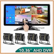 CAR DVR / Dashcam mobil 10.36 Inchi 4 Camera AHD MP5 BT Layar IPS Touch Screen