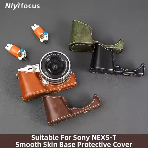 Camera Half Case for Sony NEX‑5T NEX6 NEX7 Camera Bace Oily Leather Protective Case NEX-7 Bottom Bat