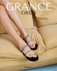 bebie - GRANCE (oreo) รองเท้าแตะพื้นนิ่มมาก ใส่สบาย ผ้า tweed