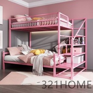 雙層鐵架床 床架（送貨到家）bed 子母床 單人床 綠架床 雙層組合床 掛梯高架床 上下床 雙人床 帶樓梯 北歐風格F-H3H6874-x