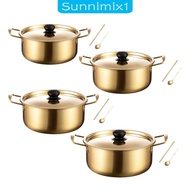 [Sunnimix1] Korean Ramen Cooking Pot Noodles Pot Household Double Handle Multifunction Pot Instant Noodles Pot for Backyard