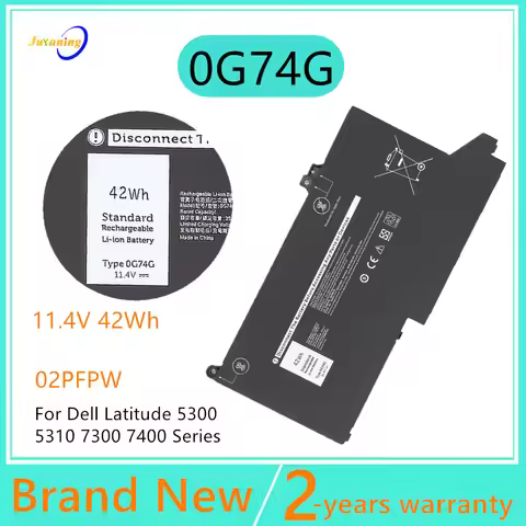 0G74G Laptop Battery for DELL Latitude 5300 5310 7300 7400 Series Notebook OG74G 02PFPW 11.4V 42Wh