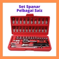 46pc Chrome Vanadium Socket Set Tool Box Set Ratchet Spanner Wrench Set / 46 Alatan Set Spanar, Soke
