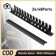 1U Cable Management Rack 24/48 Slot Horizontal Wire Manager Server Rack Mount Cable Organizer