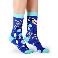 Viken Plan棉襪男女襪子四季通用VP短襪個性時尚花色彩色叢林鳥