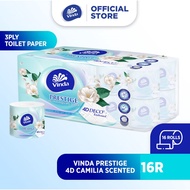 [Bundle of 2/4] Vinda Prestige 3 Ply 4D-Deco Embossed Camellia Scented Toilet Paper Roll (16 Rolls)