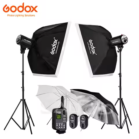 Godox 2x E300 300Ws / E250 250Ws Studio Flash Lighting Kit + 60x90cm Softbox +2m Light Stand + Trans