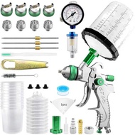 HVLP Spray Gun with 10x 650ML Disposable Paint Cups and 4 Nozzles 1.4 1.7 2.0 2.5mm for Automotive P