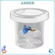 AMBER Aquarium Isolation Box, Acrylic Shrimp Guppy Floating Hatching Box,  Transparent Detachable Fl