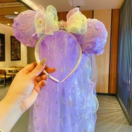 Mickey Minnie Cute Sweet Headband Veil Headwear Children Park Play Hair Accessories Headband Gauze S