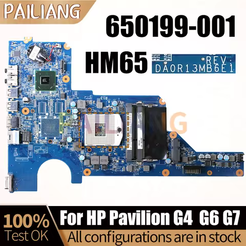 For HP Pavilion G4-1000 G6-1000 G7-1000 Notebook Mainboard DA0R13MB6E1 HM65 650199-001 Laptop Mother