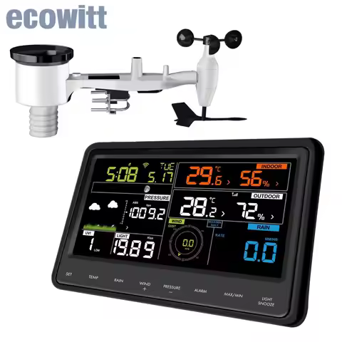Ecowitt WS2910 Wi-Fi Weather Station, includes 7-in-1 Wireless Outdoor Solar Powered Weather Sensor 