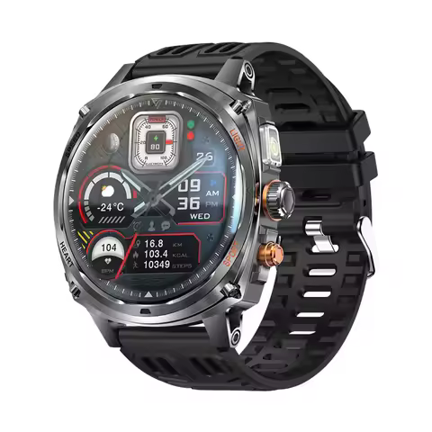 V95 Men Smart Watch 1.75inch 800mAh Tactical Flashlight Bluetooth Wireless Call Outdoor Sport Fitnes