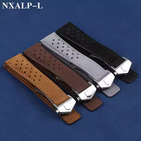 20mm 22mm 24mm Breathable Cowhide Strap for Tag Heuer for Carrera Monaco F1 Watchband Frosted Leathe