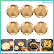 Korean Metal Plate Roast Cake Pan Grill Serving Tray Restaurant Food Dinner Holder Sizzling Platter Plates Eating Gold Round Bbq Dessert Party ellisonn