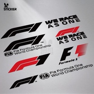 We RACE AS ONE F1 Letter Sticker Car Shell Decoration Waterproof Sticker