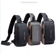 USB With Combination Lock Beg Silang Lelaki Waist Chest Pouch Bag Men Sling Bag Men Messenger Should