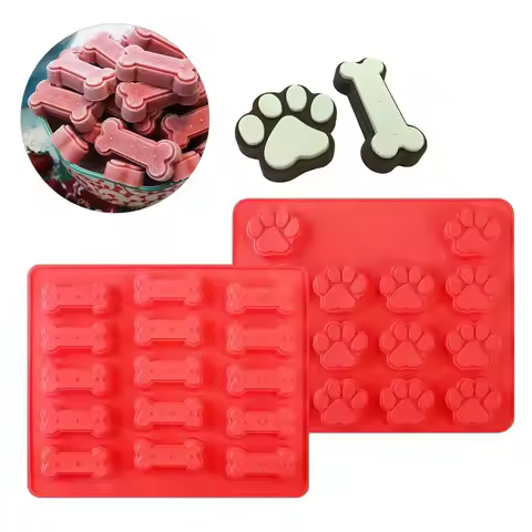 Multicavity Bone Silicone Chocolate Mold Cat Paw Candy Baby Teether Biscuit Mould Pet Cake Snack Dec