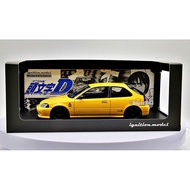 1/18 Ignition Model Initial D Honda Civic EK9 Type R Yellow Limited Edition