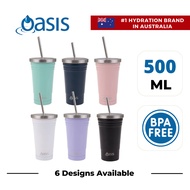 Oasis Stainless Steel Insulated Smoothie Tumbler with Straw 500ML