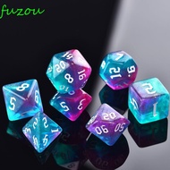 FUZOU Iridescent Glitter Polyhedral D4 D6 D8 D10 Table Game 7-Die DND RPG Adventurer