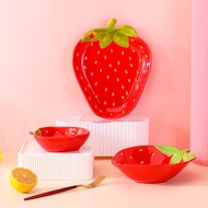 Creative Ceramic Strawberry Dishes Plates Tableware Cute High-value Cartoon Dessert Salad Bowls Dess
