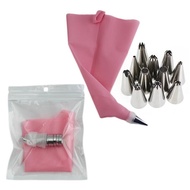 【Innovative】 8/14/26/50pcs Pink Silicone Pastry Bags Tips 48 Icing Piping Nozzle Reusable Pastry Bag