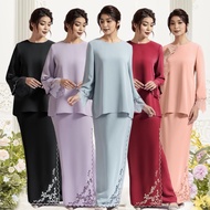 ❋Lace Baju Kurung Sulam Embroidery Premium overlap KEBAYA MUSLIMAH Plain Baju Raya Moden Fashion Long Sleeves Lace✯