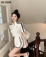 ELF TRIBE Sports Casual Suit Thin Short-sleeved T-shirt & Shorts 2-piece Set for Women