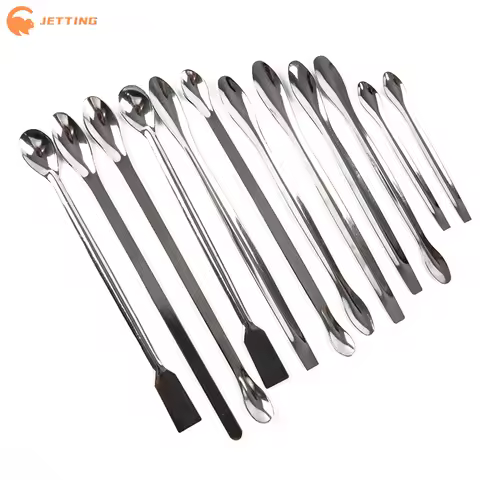 (New) 12PCS Stainless Steel Lab Spoon Spatula/Laboratory Sampling Spoon Mixing Micro Spatula Scoop