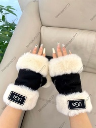 UGG 秋冬短款雙懶兔毛手套