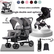 [kline]Twin Stroller Can Sit Lie Detachable Double Stroller Lightweight Adjustable Tandem Seating Folding Baby Hands Two Carts A9NT